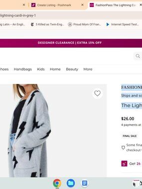 FashionPass  - The lightning cardi in grey